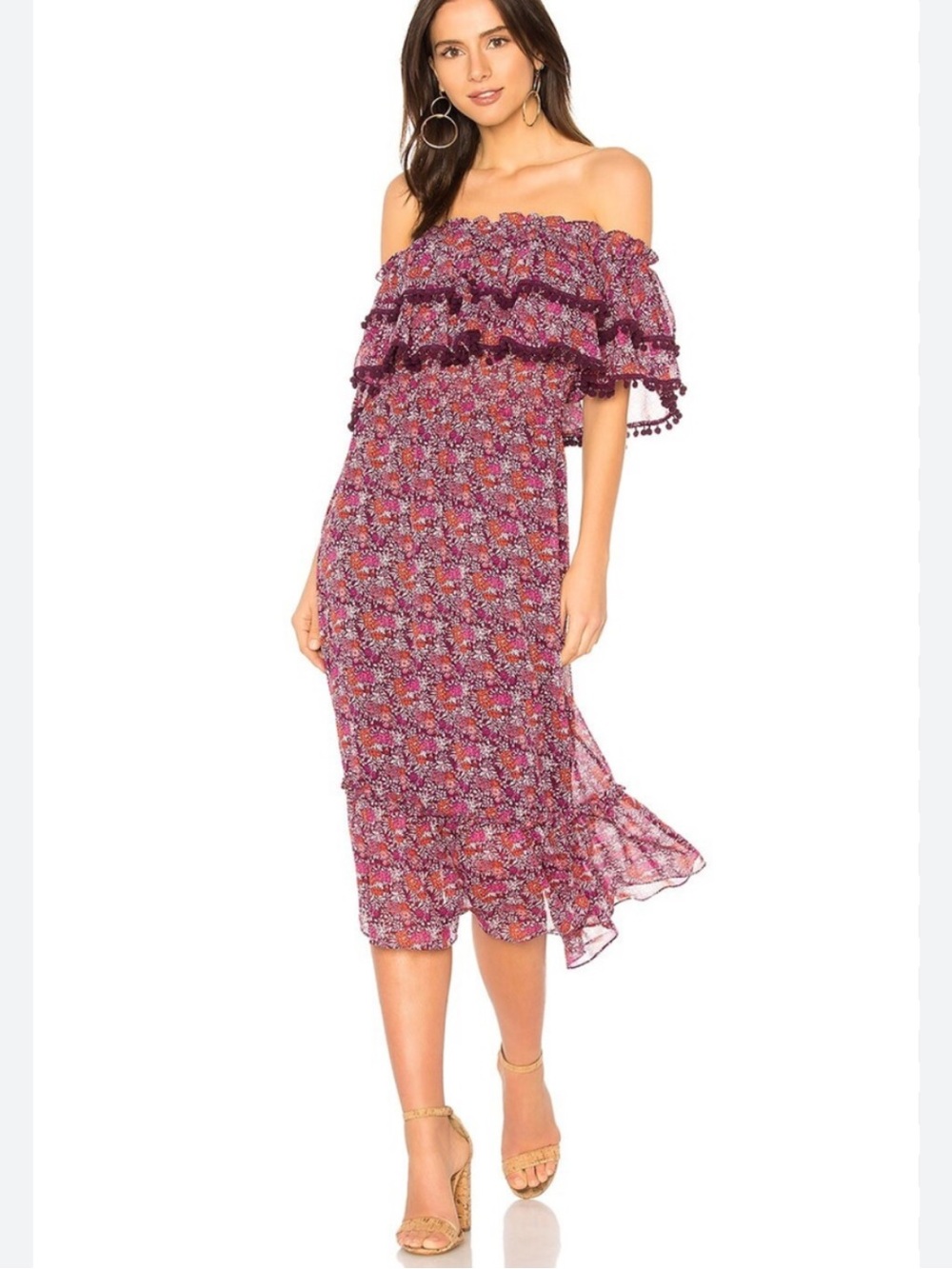 NWT retail$388 size M #MISALosAngeles, Mirabel Off Shoulder midi/maxi dress